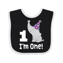 Inktastic Babys 1st Birthday Elephant Zoo Animal Boys or Girls Baby Bib
