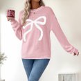 thumbnail image 5 of ZUKMRJPC Womens Christmas Sweater Casual Long Sleeve Crewneck Cute Bow Pullover Sweater Fall Winter Loose Warm Knitwear Holiday Outfits, 5 of 7