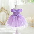 thumbnail image 3 of XZNPDUCQ Girls Summer Floral Ruffle Sleeve Tie Back Vintage Toddler Birthday Tea Party Dress,cute party Wedding Princess Dress (3-4 Years,Purple), 3 of 8