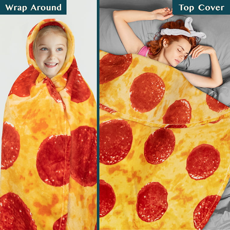 PIZZA BLANKET Oversized Food Soft Flannel Round Adults Kids Red 71