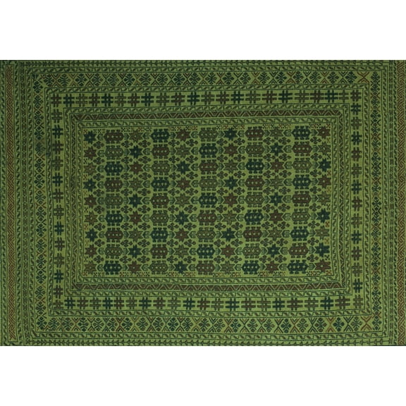 Ahgly Company Machine Washable Indoor Rectangle Southwestern Turquoise Blue Country Area Rugs, 5' x 7'