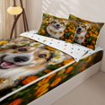 thumbnail image 3 of Homewish Cute Corgi Dog Zipper Queen Comforter Set with Fitted Sheet and 2 Pillowcases,Marigold Flower Zipper Bedding Set,Yellow Green,Polkadot Reversible,4pcs, 3 of 8