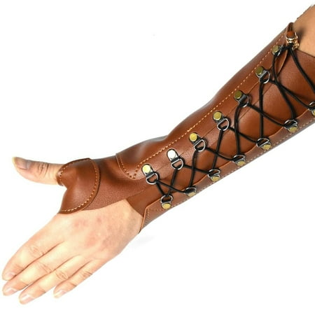 PU Leather Archery Arm Guard Hand Protector Brace Longbow Hunting Shooting Bow and Arrow Archery Equipment Outdoor Protective Gear Brown F78831