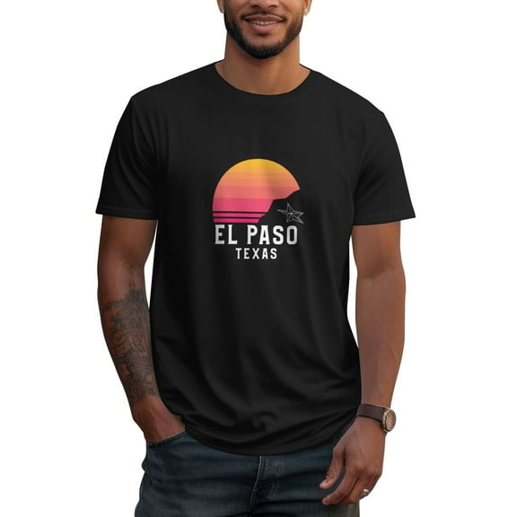 El Paso Texas Mens 100% Cotton Short Sleeve T-Shirt 180g Round Neck Casual Fashion T-Shirt
