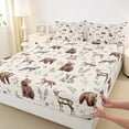 thumbnail image 3 of Homewish Cute Rabbit Bear Full Size Sheets,Jungle Deer Bed Sheets,Rustic Plant Leaves Sheet Sets For Men Women,Super Cozy Room Decor,4pcs, 3 of 7
