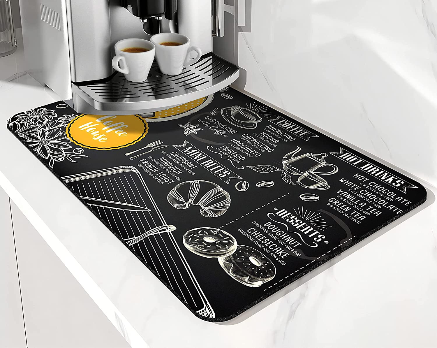 Coffee Bar mat Accessories for Countertop Absorbent Hide Stain Rubber