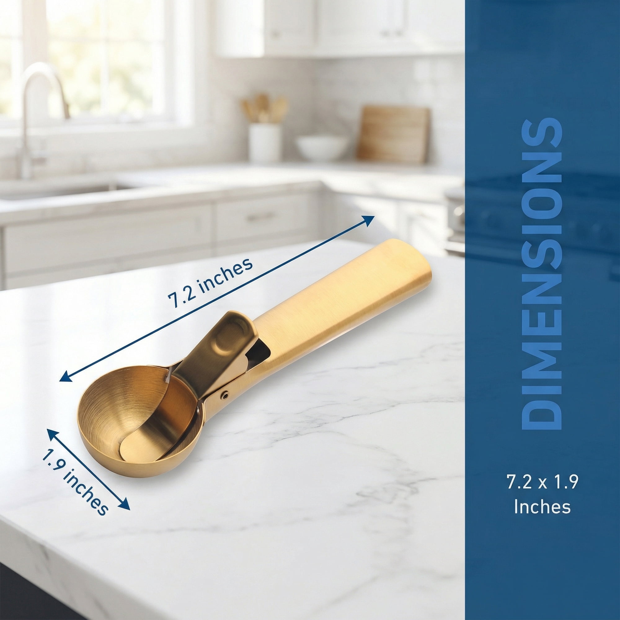 Unique Bargains Stainless Steel Ice Cream Scoop with Durable Handle Gold 7.2in