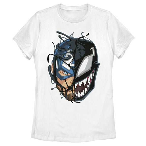 Women's Marvel Captain America Venom Mask Symbol Graphic Tee White Large
