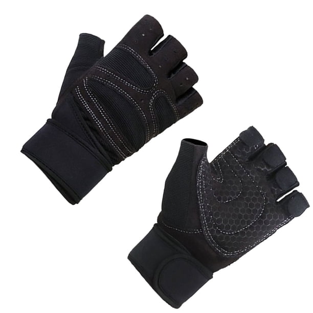 Soidarity 1 par de guantes de Fitness, manoplas de entrenamiento de levantamiento de pesas de medio dedo, accesorios de protección de manos portátiles Ropa Deportiva, Zapatos Negro S Soidarity OD027584-02