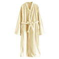 thumbnail image 4 of ManxiVoo Women's Long Thermal Robe for Winter Home Wear Soft Plush Fabric Striped Design Cozy Bathrobe for Indoor Lounge Comfort L Size Yellow, 4 of 4