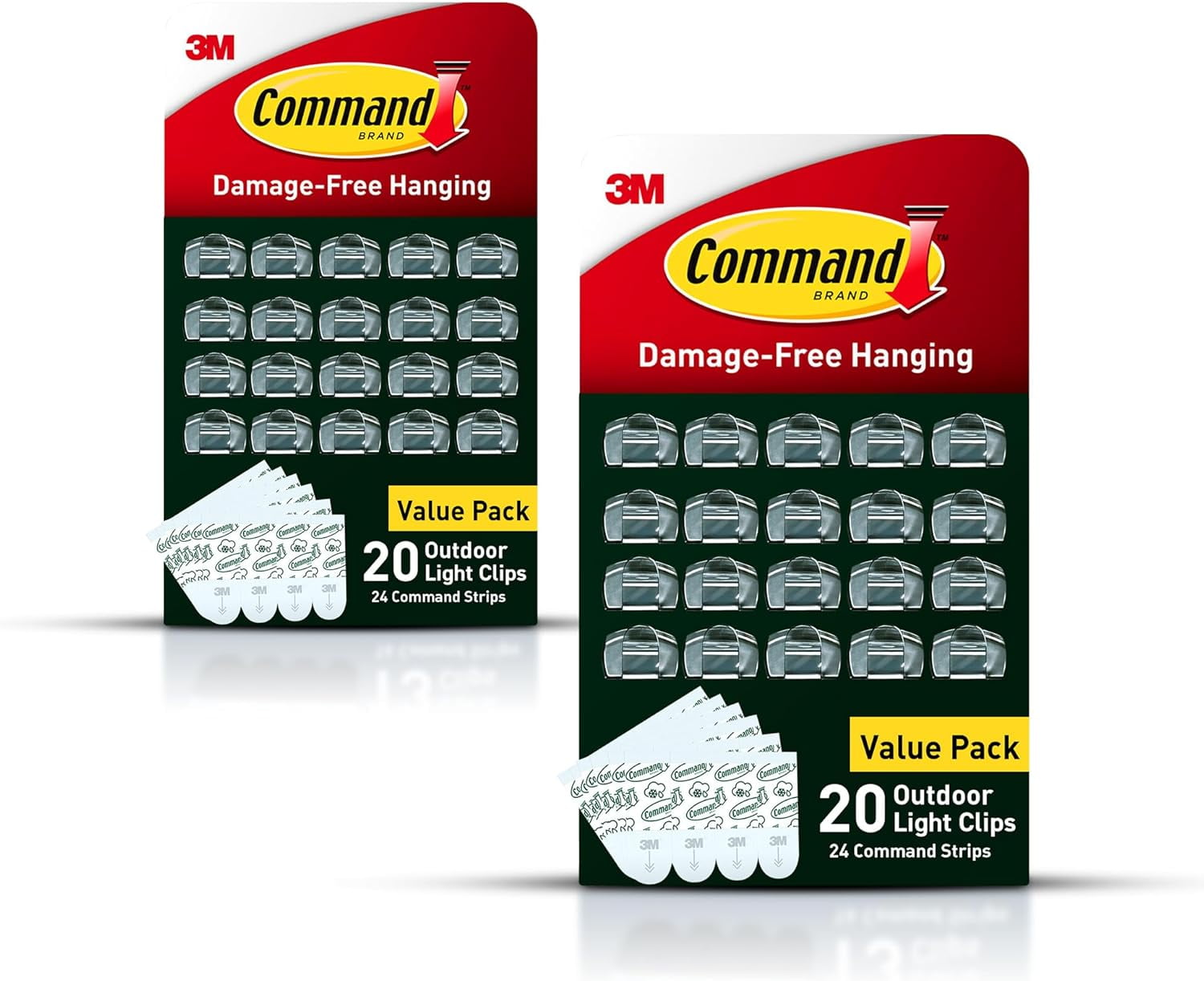 FEFEFW-Outdoor Light Clips, 40 Clear and 48 Strips, Damage Free Hanging with Weather Resistant Strips, Wall Clips for Hanging Outdoor Lights and Cable Management