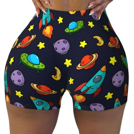 Workout Shorts Women  Space D Biker Shorts for Women Running Gym Spandex Shorts Tummy Control