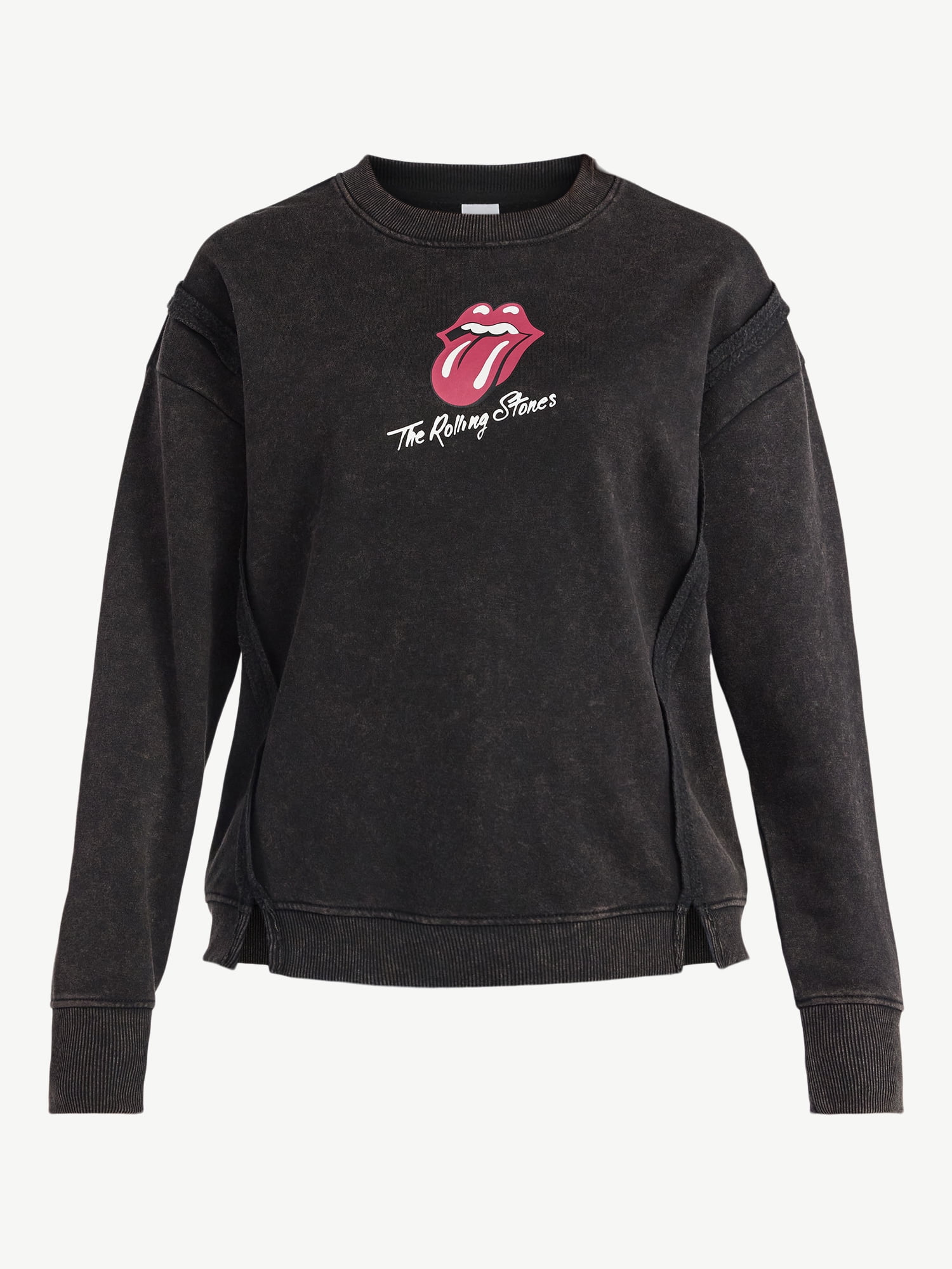 Time and Tru Women's Rolling Stones Tongue Graphic Sweatshirt with Long Sleeves, Sizes XS-XXXL