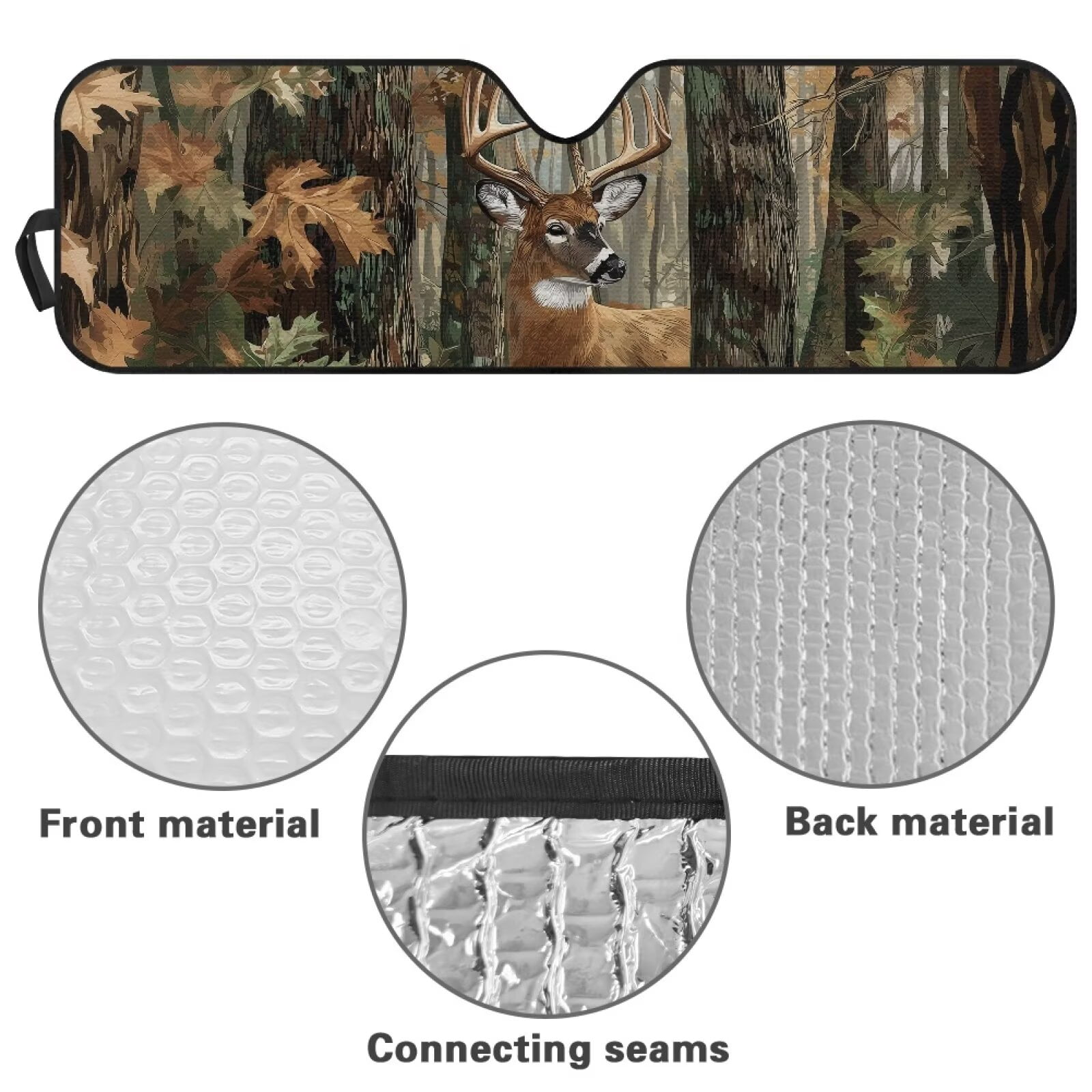 Uorisanigo Windshield Sun Shade Compatible with Jeep Wrangler TJ JK JL &Gladiator JT 2/4 Door Accessories Windshield Cover Camo Hunting Deer Sunshade Sun Blocker Protection Cover