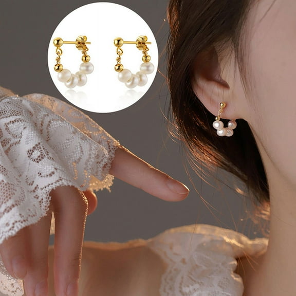 1Pair Retro Baroque Pearls Dangle Earrings For Women Elegant Korean Simple Jewelry Wedding party Accessories