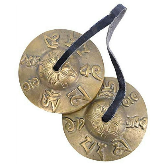 Meditation Bell - Tingsha Cymbals with Straps - Meditation Chime Tibetan Bell for Healing Yoga Meditation in a Box by Mudra Crafts, Tibet Mantra 2.5 Inches