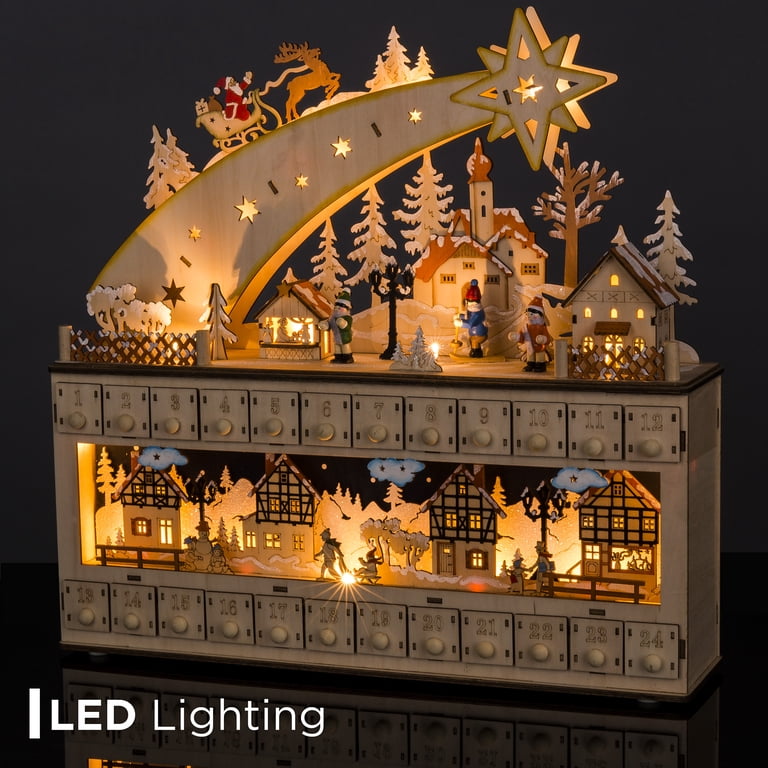 Best Choice Products Wooden Christmas Advent Calendar, Shooting Star w/  Battery-Operated LED Light Background - Walmart.com