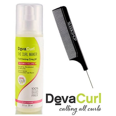 DevaCurl THE CURL MAKER, Curl Boosting Spray Gel, TEXTURE & VOLUME w/ COMB - 8 oz/236 (Best Mousse For Volume And Curls)