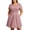 A-Pink, variant on Summer Dress for Women Plus Size 100% Cotton Notch V Neck Short Sleeve Pleated A Line Knee-Length Dress with Pockets