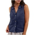 thumbnail image 1 of Tank Top for Women, Womens Solid Button V-Neck Tank Top, 1 of 7