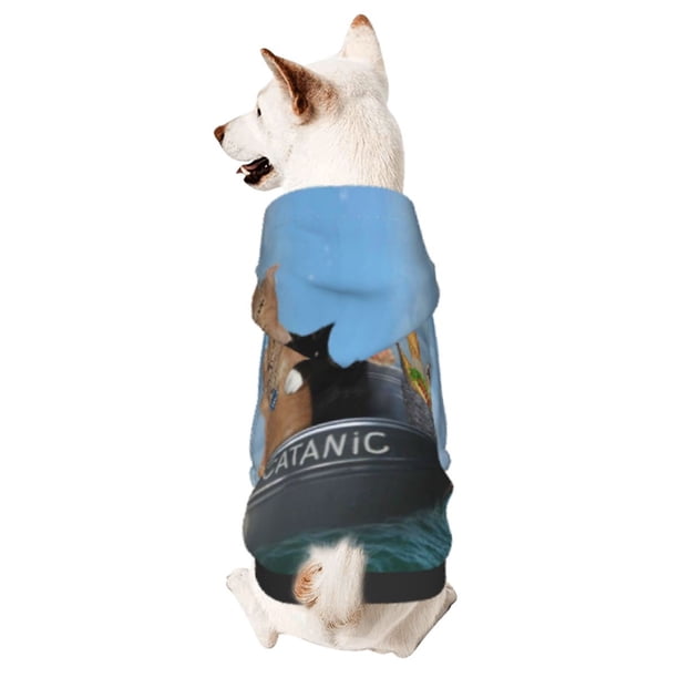Fotbe Two Brave Cats Are Floating On The Sea Iceberg Sudadera con Estampado para Perros Pequeños – Suéter con Capucha para Mascotas, Tela Suave de Forro Polar con Bolsillo-X-Large
