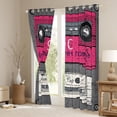 thumbnail image 3 of Homewish Home Sweet Home Blackout Curtains Set of 2 (52x84 Each), Grey Pink Cartoon Window Curtains, Old Fashion Disco Music Curtains and Drapes, Living Room Curtains Decor, 3 of 6
