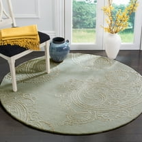 SAFAVIEH Bella Laurel Floral Paisley Wool Area Rug, Silver/Beige, 5' x 5' Round