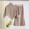 thumbnail image 6 of Curenmufel Girls Knit Set Ribbed Mock Neck Long Sleeve Top with Bow Detail and Flared Pants Size 7-8, 6 of 9