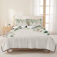 thumbnail image 3 of King Quilt Set 96''x106'', Eucalyptus Leaf Lightweight Bedspread Coverlet Set with 2 Pillow Shams, Watercolor Green Plant Vintage Country Breathable All Season Quilt Bedding for Bedroom/Guest Room, 3 of 9