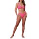 thumbnail image 2 of INSPIRAR CHIC Conjunto de Bikini de Color Contrastante con Tejido Acanalado y Parte Inferior de Triángulo de Cintura Alta con Tirantes Espagueti Ajustables Pequeño Rosa Rojo, 2 of 5