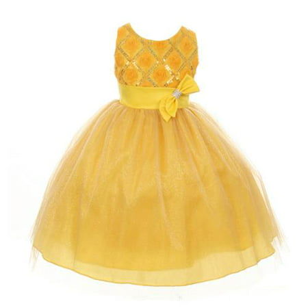 Shanil Inc. - Girls Yellow Organza Sequin Sparkle Tulle Special ...