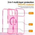thumbnail image 4 of for iPhone 17 Pro Max Magnetic Case, [Military Grade Drop Protection] Fashionable Color Triple-Layers Shockproof Protective Rugged Phone Cover Support Wireless Charging for iPhone 17 Pro Max, Hotpink, 4 of 6
