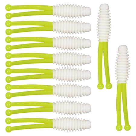 Lohuatrd 10Pcs 5cm/1.1g Fishing Lure Two-tone Simulated Bright Color Reusable Good Toughness Fish Attraction Universal Dual Tail Worm Maggot Soft Bass Catfish Bait Fishing Equipment