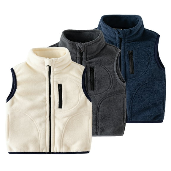 KYAIGUO Toddler Kids Fleece Vest Jacket for Boys Girls,Zippered High Collar Sleeveless Jacket Baby Fall Winter Vest Thickened Warm Waistcoat Outwear 2-10 Years Old