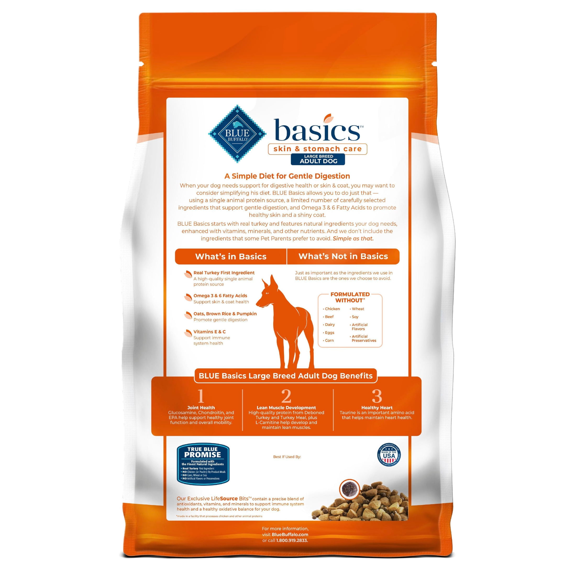 Blue Buffalo Basics Large Breed Dry Dog Food, Turkey, Chicken Free, 24lb Bag