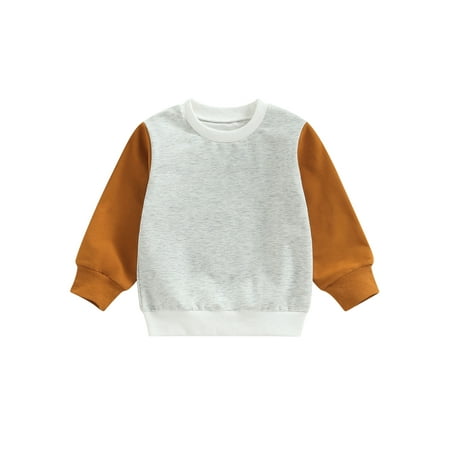 

IZhansean Toddler Baby Boy Girl Sweatshirt Cotton Long Sleeve Solid Color Pullover Top Casual Spring Fall Clothes Yellowish Brown 0-6 Months