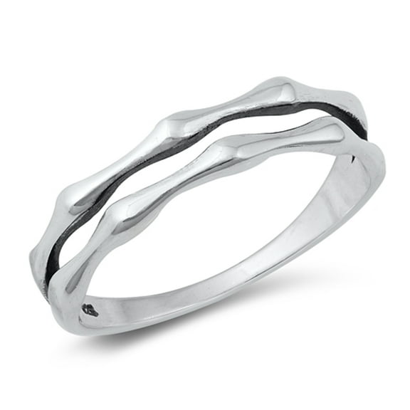 Bamboo Band Modern High Polished Ring .925 Solid Sterling Silver Jewelry Female Male Unisex Size 5