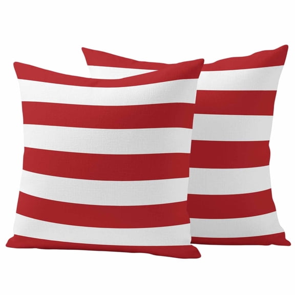 2 Pack Outdoor Waterproof Throw Pillow Covers,Christmas Red White Striped Decorative Square Pillow Case Patio Pillowcases for Chair Couch Sofa 16x16in