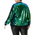 thumbnail image 3 of Agnes Orinda Women's Plus Size Metallic Jacket Sparkle Party Sequin Bomber Jackets 3X Green, 3 of 6