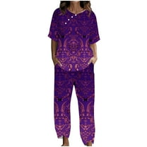 LYXSSBYX Two Piece Sets for Women Summer Women's Casual Short Sleeve Half Sleeve Round Neck Cropped Top Casual Pants Suit Set Two Piece Set