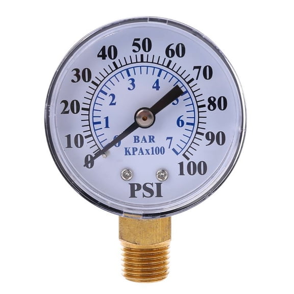 Apooke Water Well Pump Lower Mount Pressure Gauge 0 to 100 PSI 1/4NPT 0-7 Bar Sturdy Metal Outer for Case Stable Performance
