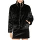 thumbnail image 2 of Abrigo Peacoat Corto de Pelaje Sintético con Cremallera y Cuello Vuelto para Mujer Allegra K Negro L, 2 of 6
