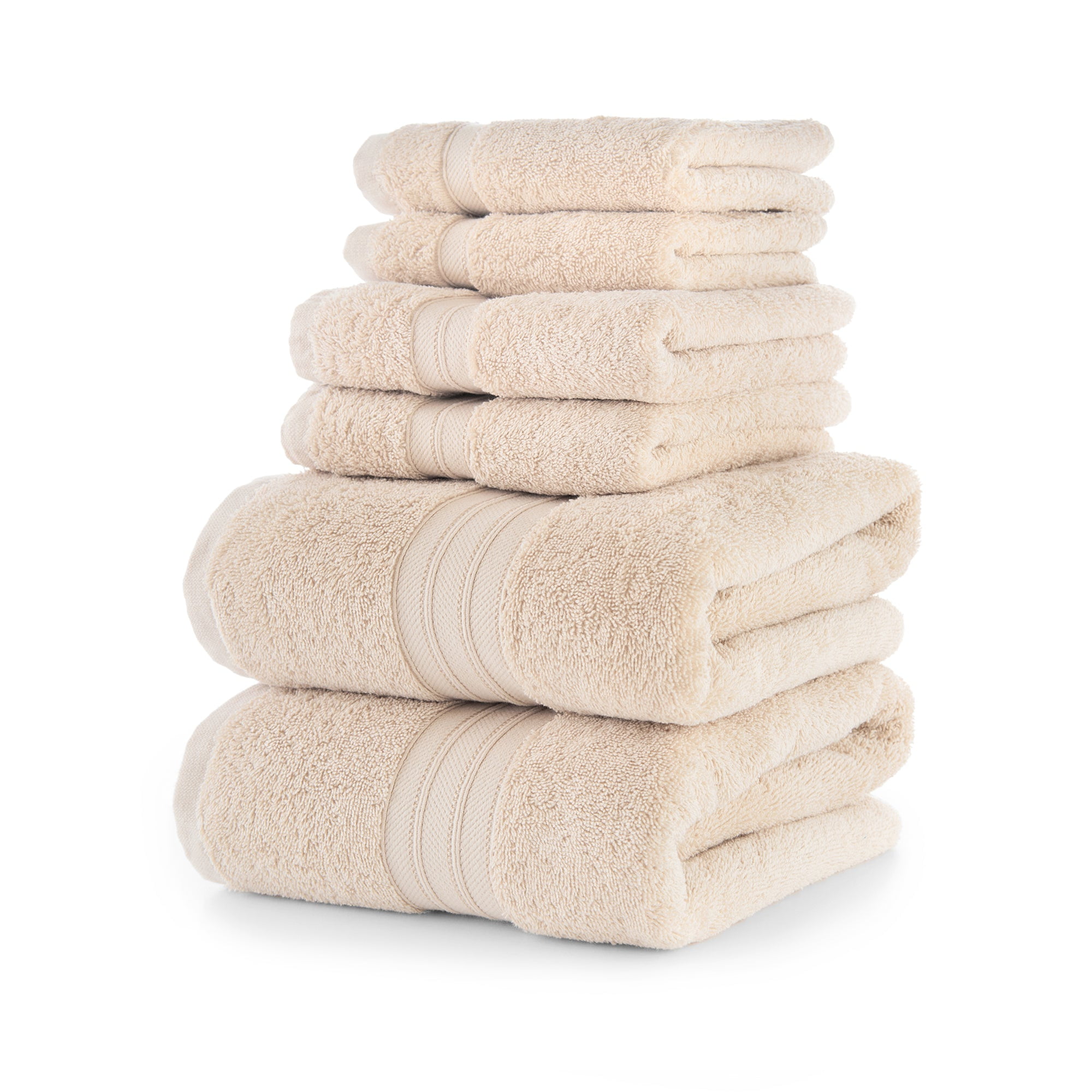 Mellanni Bath Collection 6-Piece Towel Set, 100% Terry Cotton, White