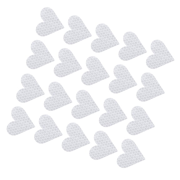 Unique Bargains 20pcs Reflective Stickers Heart Shape Safety Tape Reflector Universal for Cars Waterproof PET White