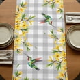thumbnail image 5 of Spring Forsythia Flowers Table Runner, Yellow Floral Hummingbird Gray Plaid Cotton Linen Table Runners 108 Inches Long, Dresser Scarf Runner for Dining/Living Room/Kitchen/Square Tables 13''x108'', 5 of 9