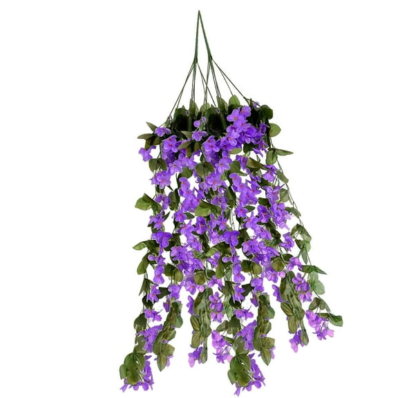 YIMWNYI 2Pcs Artificial Violet Wisteria Hanging Garland, Silk Flower Wall Decoration, Reusable Fake Orchid Flowers for Wedding, Party, Home, Office, Soft Petals, Easy Installation