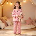 thumbnail image 2 of RMGVDSD Girls Heart Print Pajamas Set Long Sleeve Top and Pants Sleepwear Loungewear Set Soft Nightwear Two Piece Outfits 13-14 Years, 2 of 5