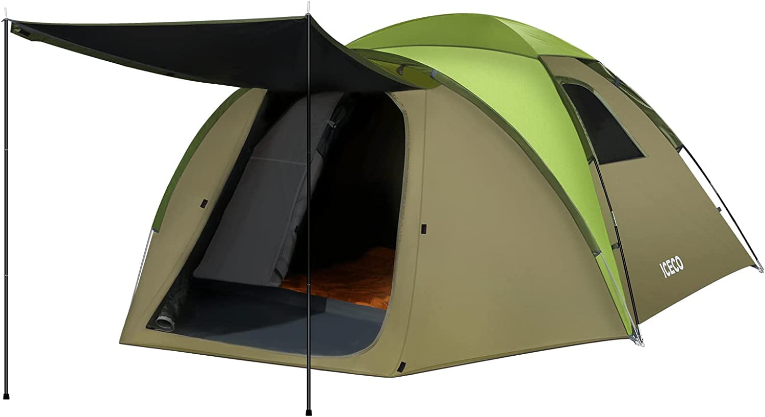 LINSHUI Dark Room Camping Tents 4 People,Tents for Camping 3/4 Person