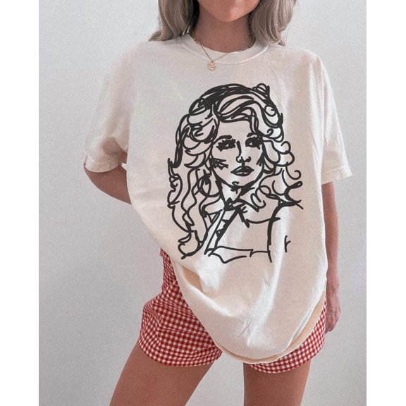 Dolly Shirt, Retro Dolly Graphic Tee, Vintage Country Music T-Shirt, Country Singer Portrait Top, Music Lover Gift