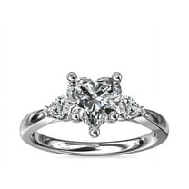 0.70 T.C.W Brilliant Heart Cut Natural Diamond Wonderful Three Stone Engagement Ring for Women Solid 14K White Gold Size 3